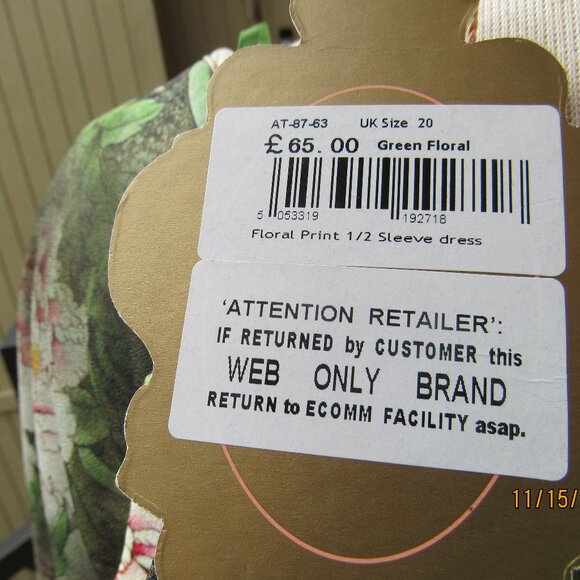 #467 NEW WOMAN'S GREEN FLORAL SHEATH DRESS BY JOLIE MOI (SIZE 16US) - Picture 4 of 4